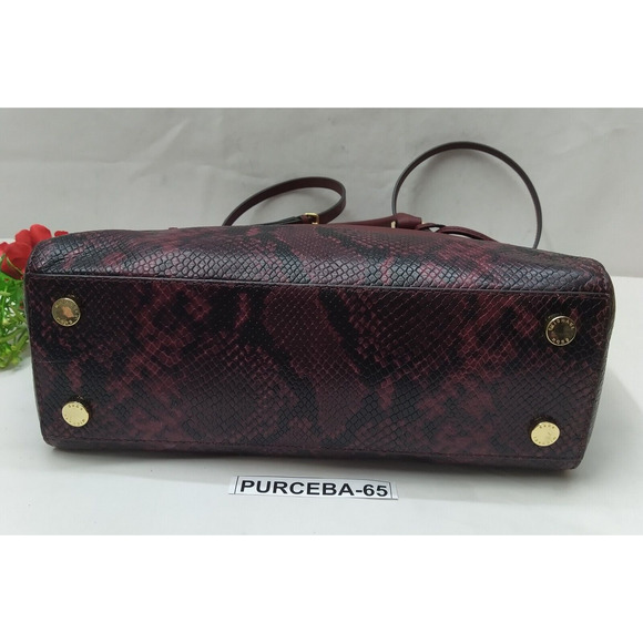 Michael Kors Sutton Maroon Leather Python Detail Carryall Satchel Shoulder Bag - Picture 7 of 16